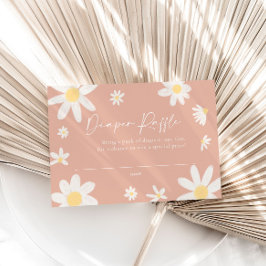 Tarjeta Pequeña Diaper Raffle Card Daisy Pink Rubor
