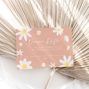 Tarjeta Pequeña Diaper Raffle Card Daisy Pink Rubor