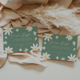 Tarjeta Pequeña Diaper Raffle Card Daisy Sage Green