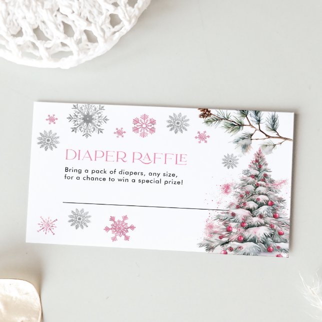 Tarjeta Pequeña Diaper Raffle Card Invierno Rosa Wonderland (Subido por el creador)