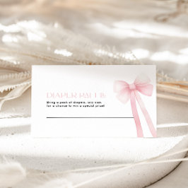 Tarjeta Pequeña Diaper Raffle Card Pink Bow