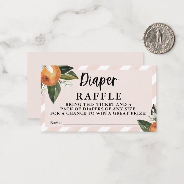 Tarjeta Pequeña Diaper Raffle, Chica Cutie Clementine (Anverso/Reverso In Situ)