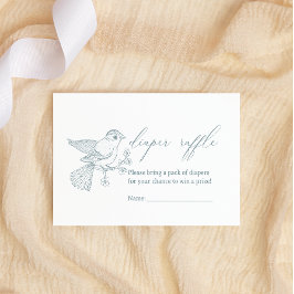 Tarjeta Pequeña Diaper Raffle de Baby Shower Floral Atemporal Vint