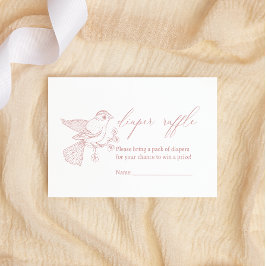 Tarjeta Pequeña Diaper Raffle de Baby Shower Floral Atemporal Vint