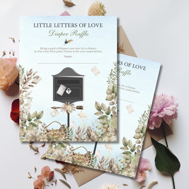 Tarjeta Pequeña Diaper Raffle Little Love Letters Baby Shower (Subido por el creador)