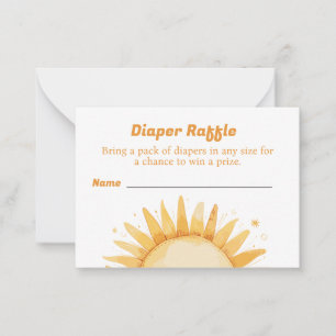 Tarjeta Pequeña Diaper Raffle para el tema Baby Shower Sunshine