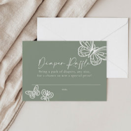 Tarjeta Pequeña Diaper Raffle Sage Green Baby Shower Card