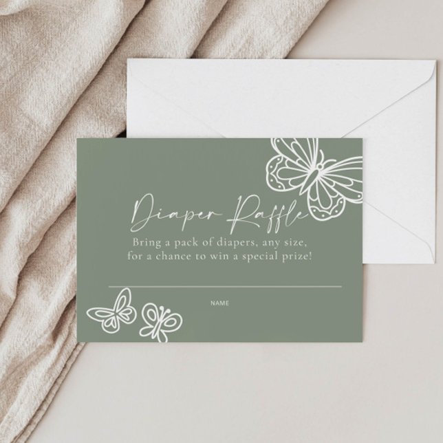 Tarjeta Pequeña Diaper Raffle Sage Green Baby Shower Card (Subido por el creador)