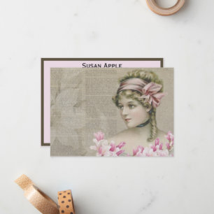Tarjeta Pequeña Diario rosa de la victoriana Steampunk Lady