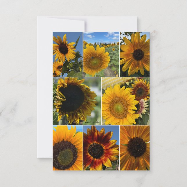 Tarjeta Pequeña Días felices - Collage de girasol (Anverso)