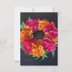 Tarjeta Pequeña Días Felices - Floral rosa y Naranja