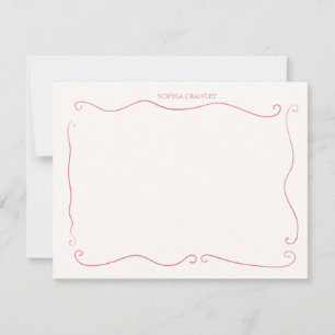 Tarjeta Pequeña Dibujado a mano Rosa Rojo Caprichoso Personalizado