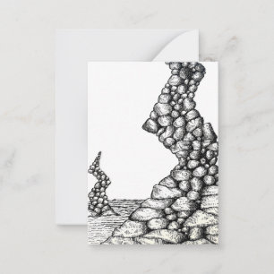 Tarjeta Pequeña Dibujo abstracto de acantilados rocosos con bolígr