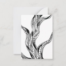 Tarjeta Pequeña Dibujo abstracto de árbol curvo ondulado a pluma