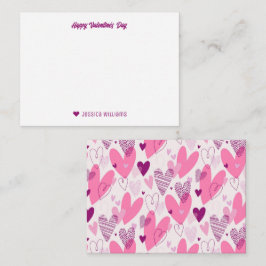 Tarjeta Pequeña Dibujo adorable de corazón de San Valentín en rosa