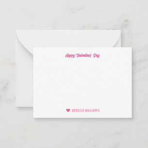 Tarjeta Pequeña Dibujo adorable de corazón rosa para el Día de San
