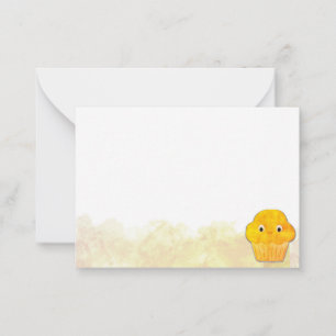 Tarjeta Pequeña Dibujo Adorable de Panecillo de Maíz en Acuarela e