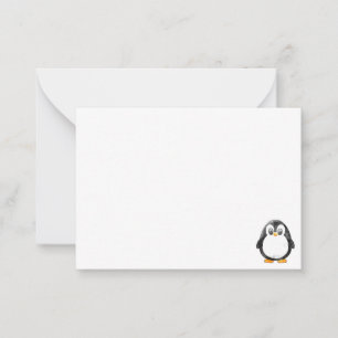 Tarjeta Pequeña Dibujo animado de pingüino lindo en blanco persona