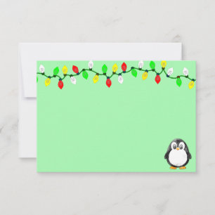 Tarjeta Pequeña Dibujo Animado de Pingüino Lindo Navidad Personali