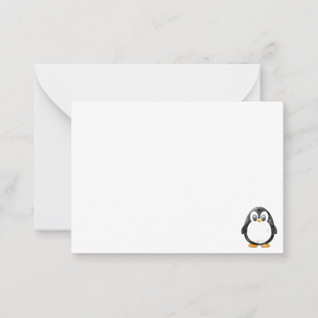 Tarjeta Pequeña Dibujo animado de pingüino lindo personalizado (Anverso)