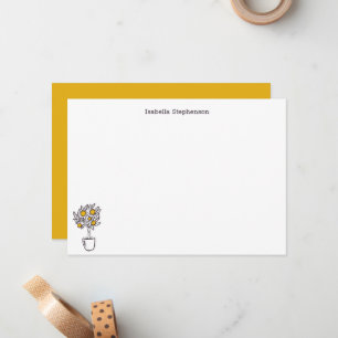 Tarjeta Pequeña Dibujo Botánico de Limonero Adorable Blanco Amaril