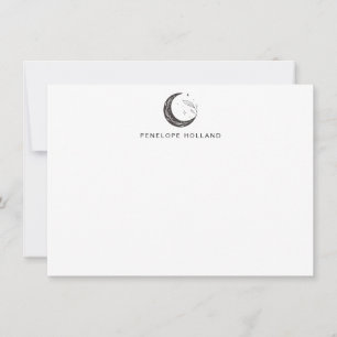 Tarjeta Pequeña Dibujo botánico minimalista de la luna personaliza