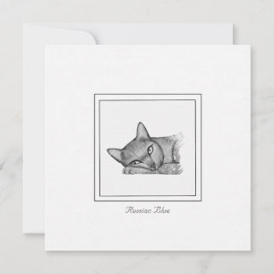 Tarjeta Pequeña Dibujo contemporáneo de gato azul ruso