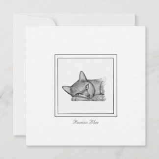 Tarjeta Pequeña Dibujo contemporáneo de gato azul ruso