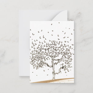 Tarjeta Pequeña Dibujo de árbol de dibujos animados con hojas que