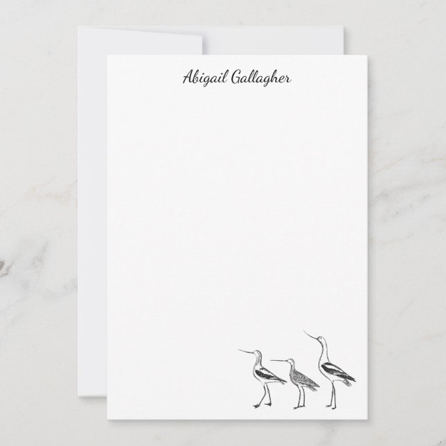 Tarjeta Pequeña Dibujo de arte de aves en blanco y negro personali (Anverso)
