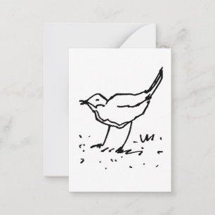 Tarjeta Pequeña Dibujo de arte de pluma de pájaro de dibujos anima