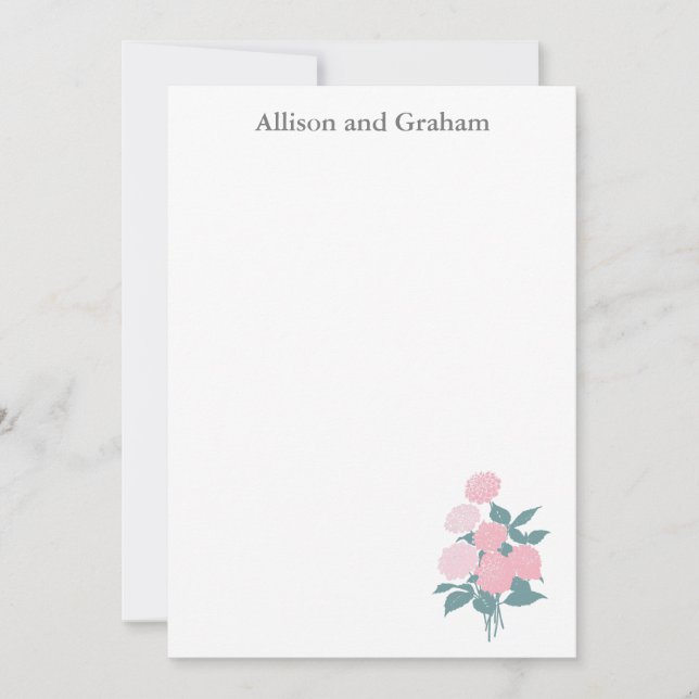 Tarjeta Pequeña Dibujo de Bouquet de flores rosadas personalizado (Anverso)