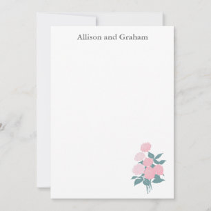 Tarjeta Pequeña Dibujo de Bouquet de flores rosadas personalizado