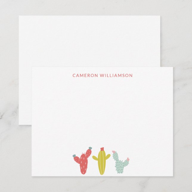 Tarjeta Pequeña Dibujo de cactus en una historia roja personalizad (Anverso / Reverso)