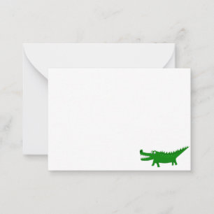 Tarjeta Pequeña Dibujo de caimán lindo en blanco