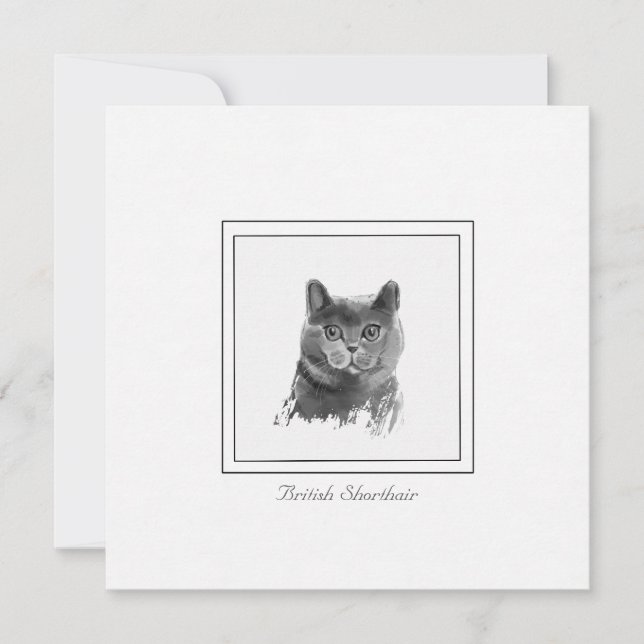 Tarjeta Pequeña Dibujo de carbón de gatos de Shorthair británico (Anverso)