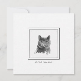 Tarjeta Pequeña Dibujo de carbón de gatos de Shorthair británico