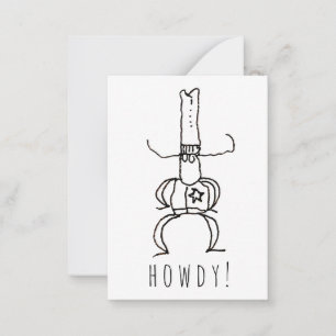 Tarjeta Pequeña Dibujo de caricatura de vaquero Howdy Doodle