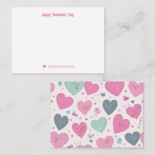 Tarjeta Pequeña Dibujo de corazón lindo patrón dulce día de San Va