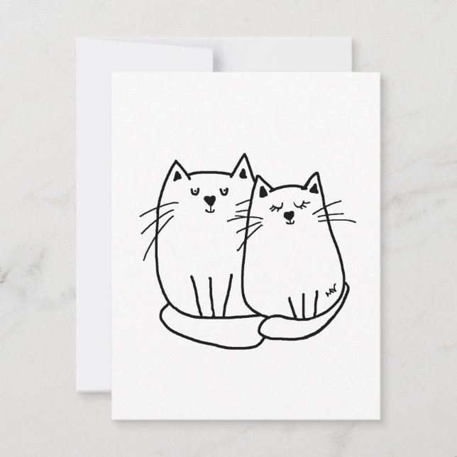 Tarjeta Pequeña Dibujo de dos gatos (Anverso)