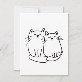 Tarjeta Pequeña Dibujo de dos gatos