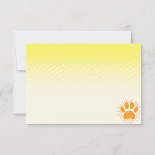 Tarjeta Pequeña Dibujo de pata de perro con rayos de sol angustiad