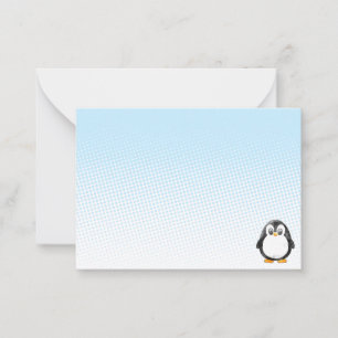 Tarjeta Pequeña Dibujo de pingüino lindo en blanco personalizado