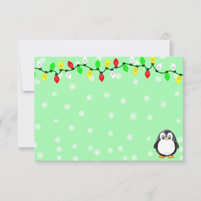 Tarjeta Pequeña Dibujo de pingüino lindo para Navidad invierno per (Anverso)
