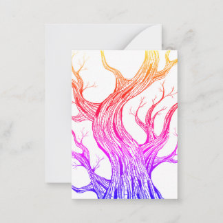 Tarjeta Pequeña Dibujo de pluma de árbol abstracto espeluznante de
