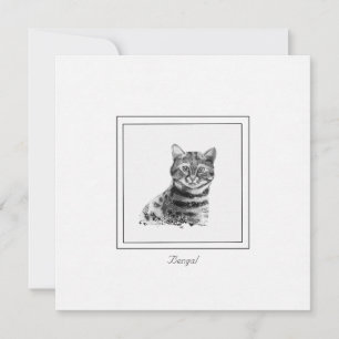 Tarjeta Pequeña Dibujo en blanco y negro de gato bengalí