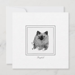 Tarjeta Pequeña Dibujo en blanco y negro de ragdoll Cat