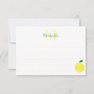 Tarjeta Pequeña Dibujo mono inicial personalizado de limón de dibu