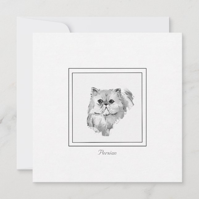 Tarjeta Pequeña Dibujo persa de gato de Chalet & Charcoal (Anverso)