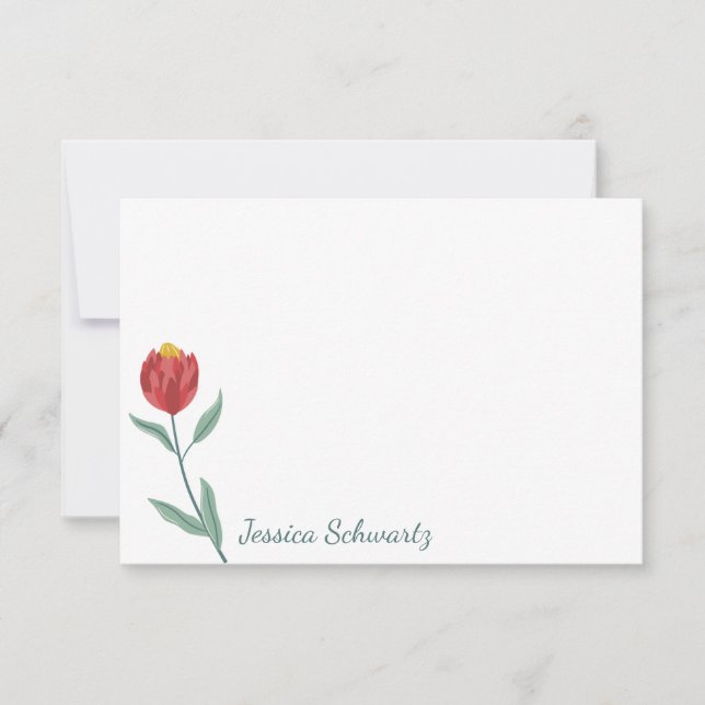 Tarjeta Pequeña Dibujo personalizado de flores de protección roja  (Anverso)